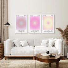 Load image into Gallery viewer, Intuition, Alignment, Abundance Affirmation Poster. Stretched Canvas Above the Sofa. 
