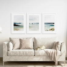 Load image into Gallery viewer, Landscape Painting Modern Home Decor Prints. White Frames with Mat Above the Sofa.

