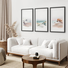 Load image into Gallery viewer, Tryptic Printable Wall Art Print Set Decor. Black Frames Over the Couch.
