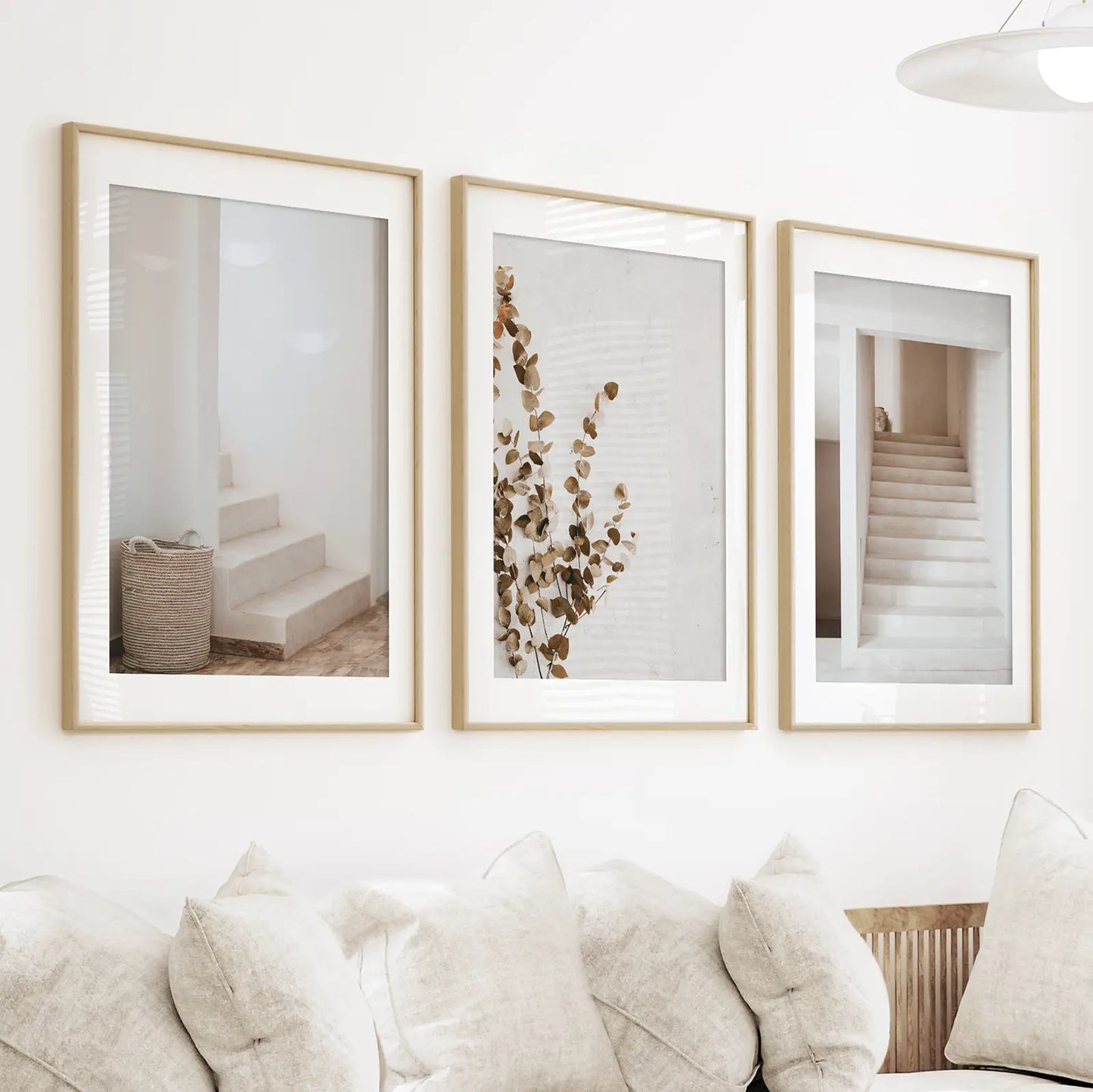 3 Piece Boho Architectural Wall Art. Eucalyptus, Stairway