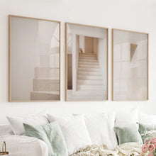 Load image into Gallery viewer, Beige Architectural Wall Art Prints. Light Tones Stairways
