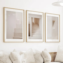 Load image into Gallery viewer, Beige Architectural Wall Art Prints. Light Tones Stairways
