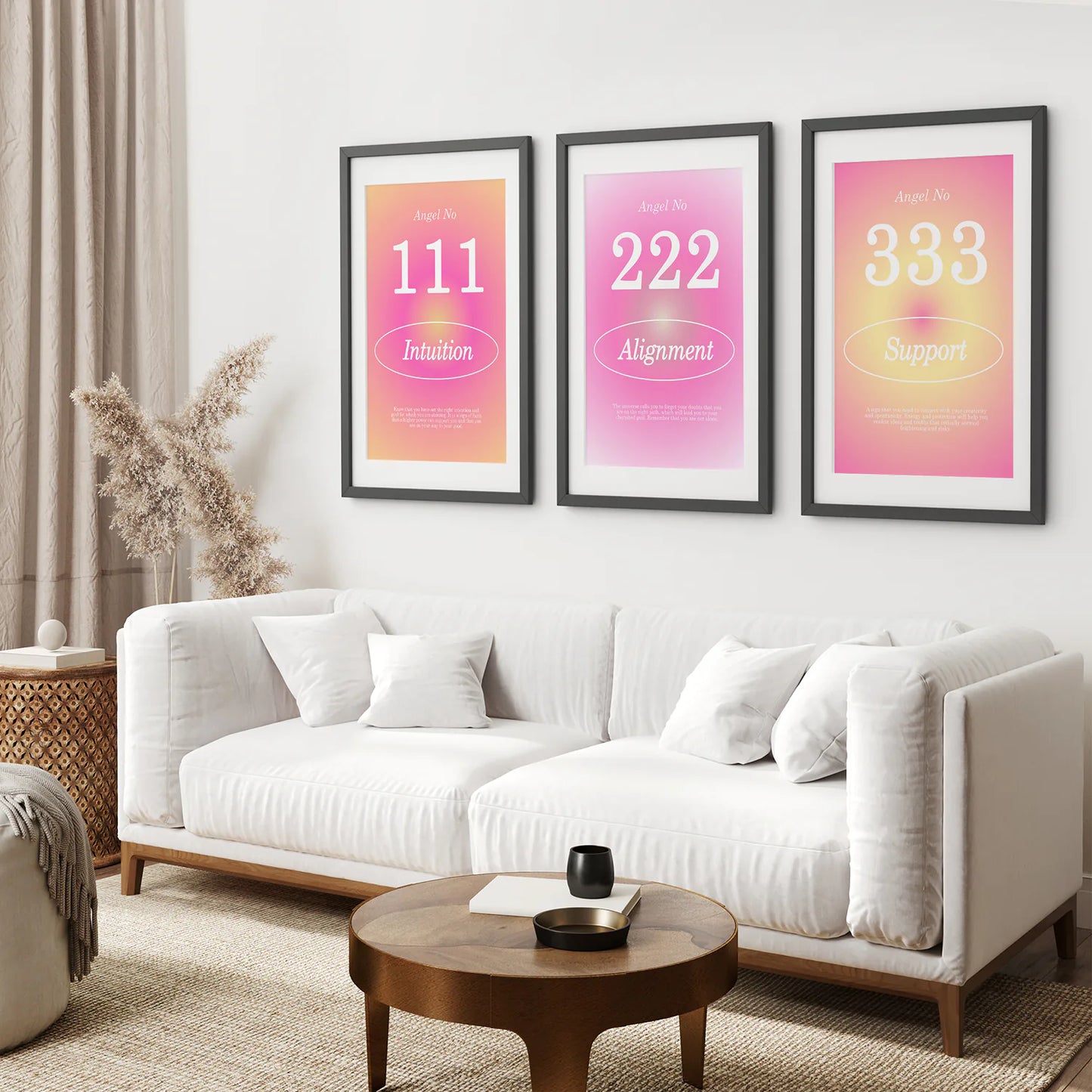 Trendy Dorm Wall Art. Gradient Aura Angel Poster. Black Frames with Mat for Living Room.