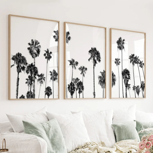 Black White Palm Trees Triptych