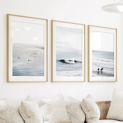 Navy Blue Surfing Wall Art Set of 3 Prints