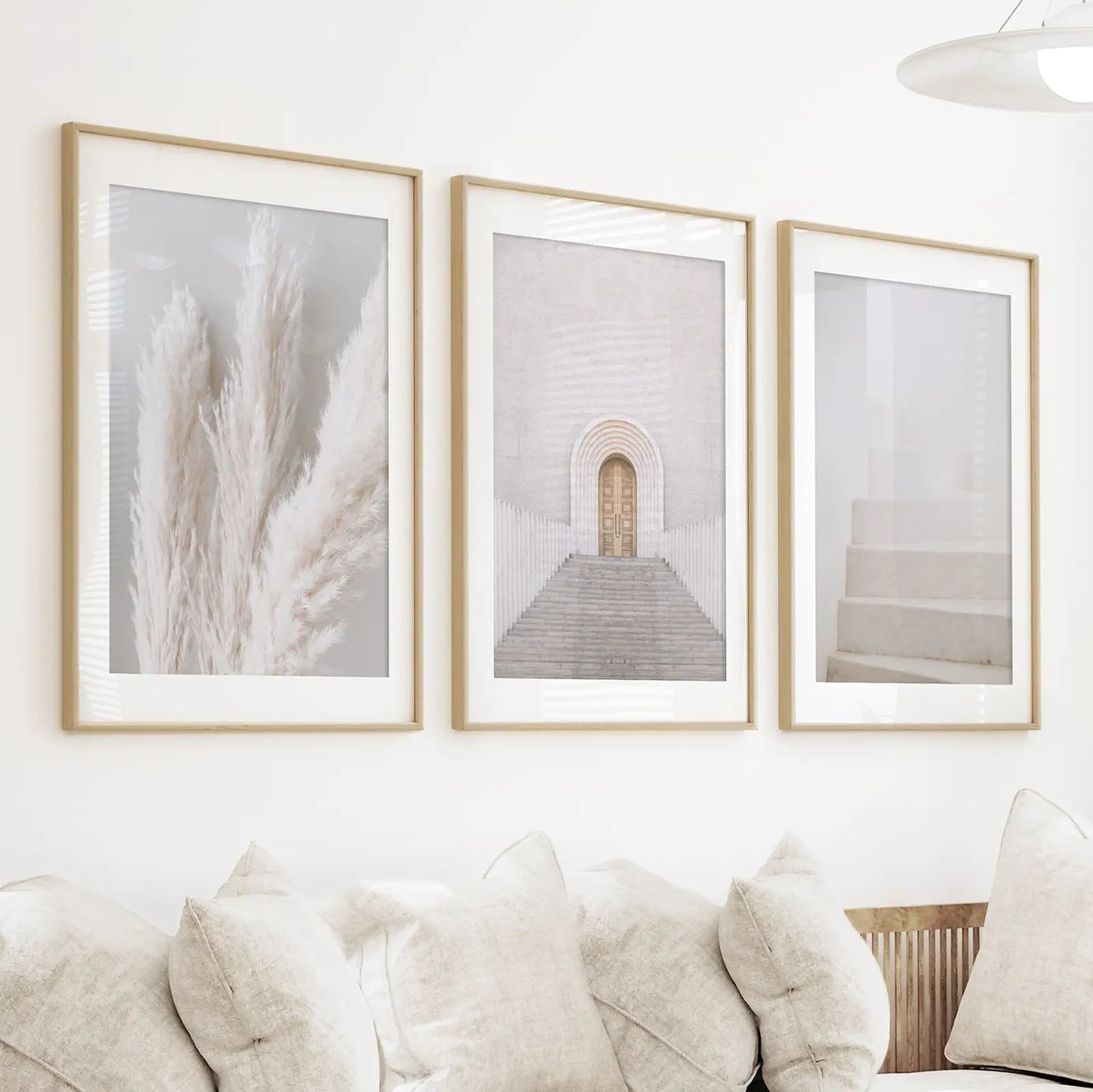 Contemporary Aesthetic Wall Art. Pampas Grass, Stairs, Door