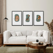 Load image into Gallery viewer, Jungle Animals Art Decor Set for Nursery. Black Frames with Mat for Living Room.
