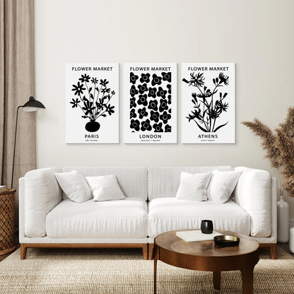 Flower Market Paris Wall Art Decor. Wrapped Canvas Above the Sofa.