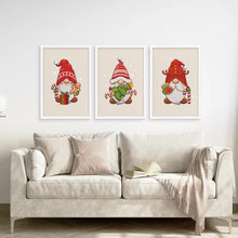 Load image into Gallery viewer, Scandi Holiday Art Kids Room Decor Posters. White Frames Above the Sofa.
