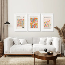 Load image into Gallery viewer, Yayoi Kusama Abstract Posters Printable Wall Art. White Frames with Mat Above the Sofa.
