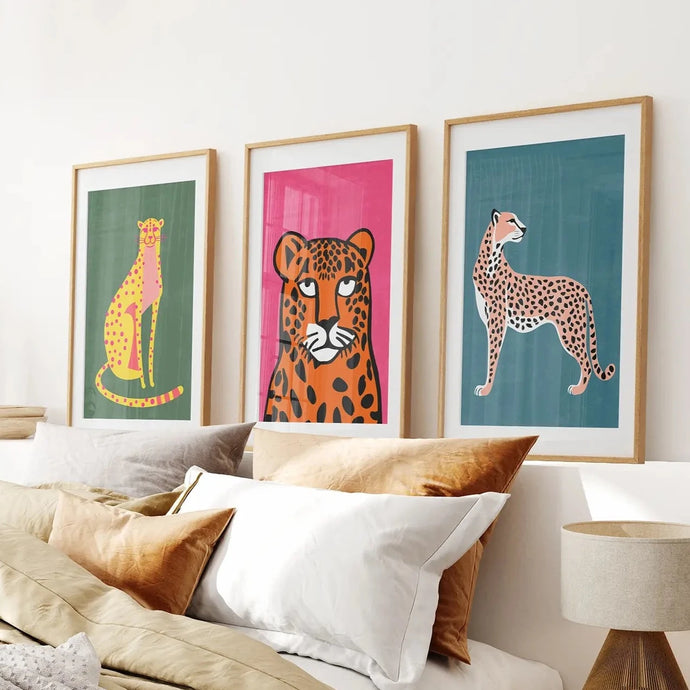 Maximalist Printable Boho Wall Art Home Decor.Thinwood Frames Over the Bed.