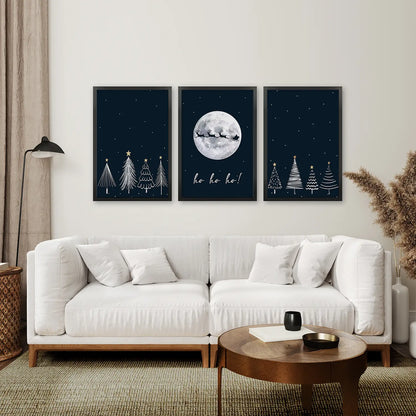 Christmas Tree Winter Holiday Wall Art Decor.Black Frames Over the Coach.