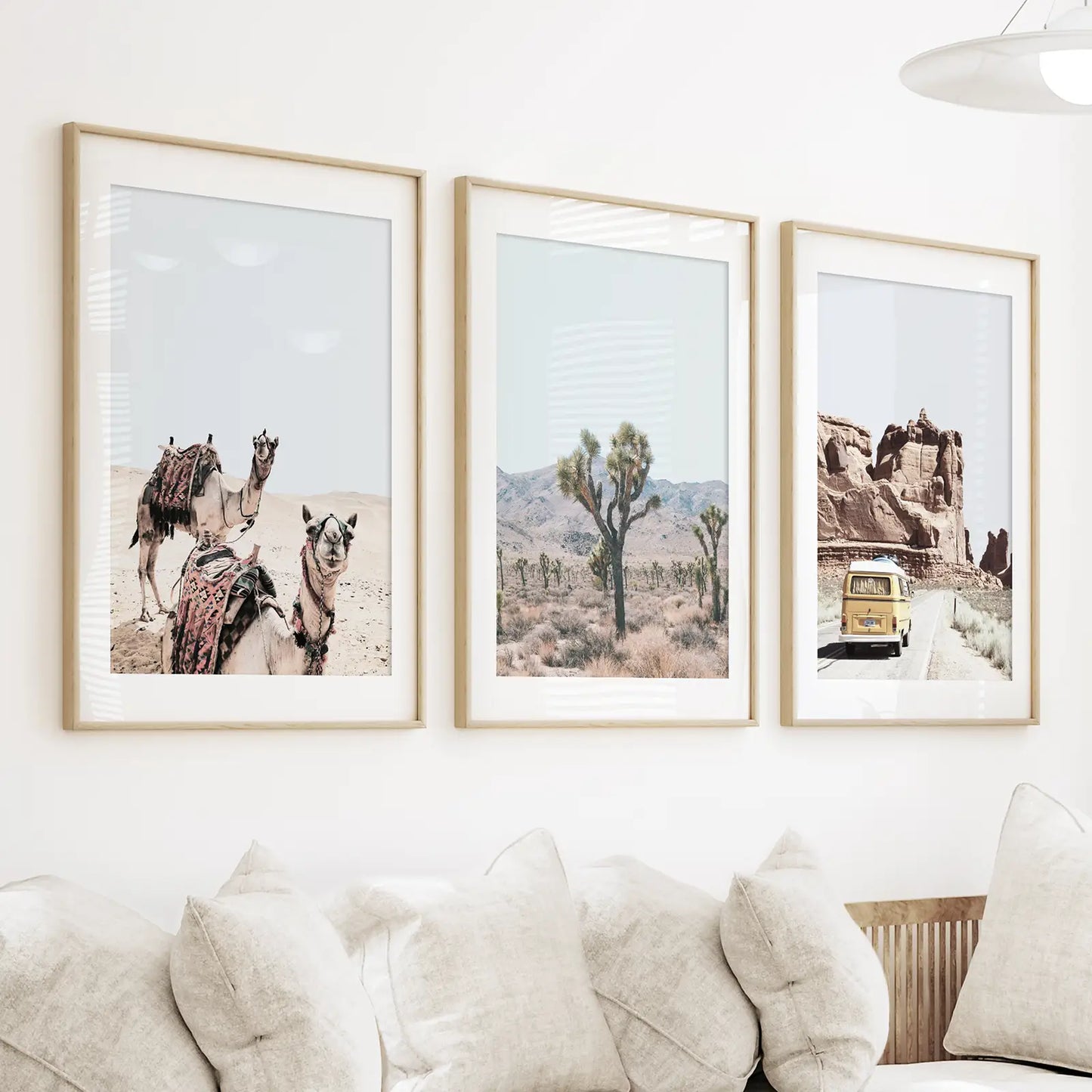 Set of 3 Southwestern Desert Prints. Joshua Tree, Camel, Van