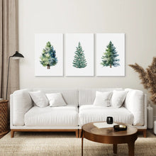 Load image into Gallery viewer, Seasonal Winter Holiday Art Decor Canvas Set. Wrapped Canvas Over the Coach.

