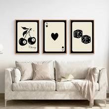 Load image into Gallery viewer, Ace of Hearts Black Beige Poster Home Decor. Thin Wood Frames for Living Room.
