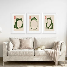 Load image into Gallery viewer, Best Selling Japanese Living Room Decor Set. White Frames with Mat Above the Sofa.
