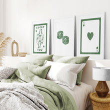 Load image into Gallery viewer, Deck of Cards Art Prints for Playing Room. White Frames with Mat for Bedroom.
