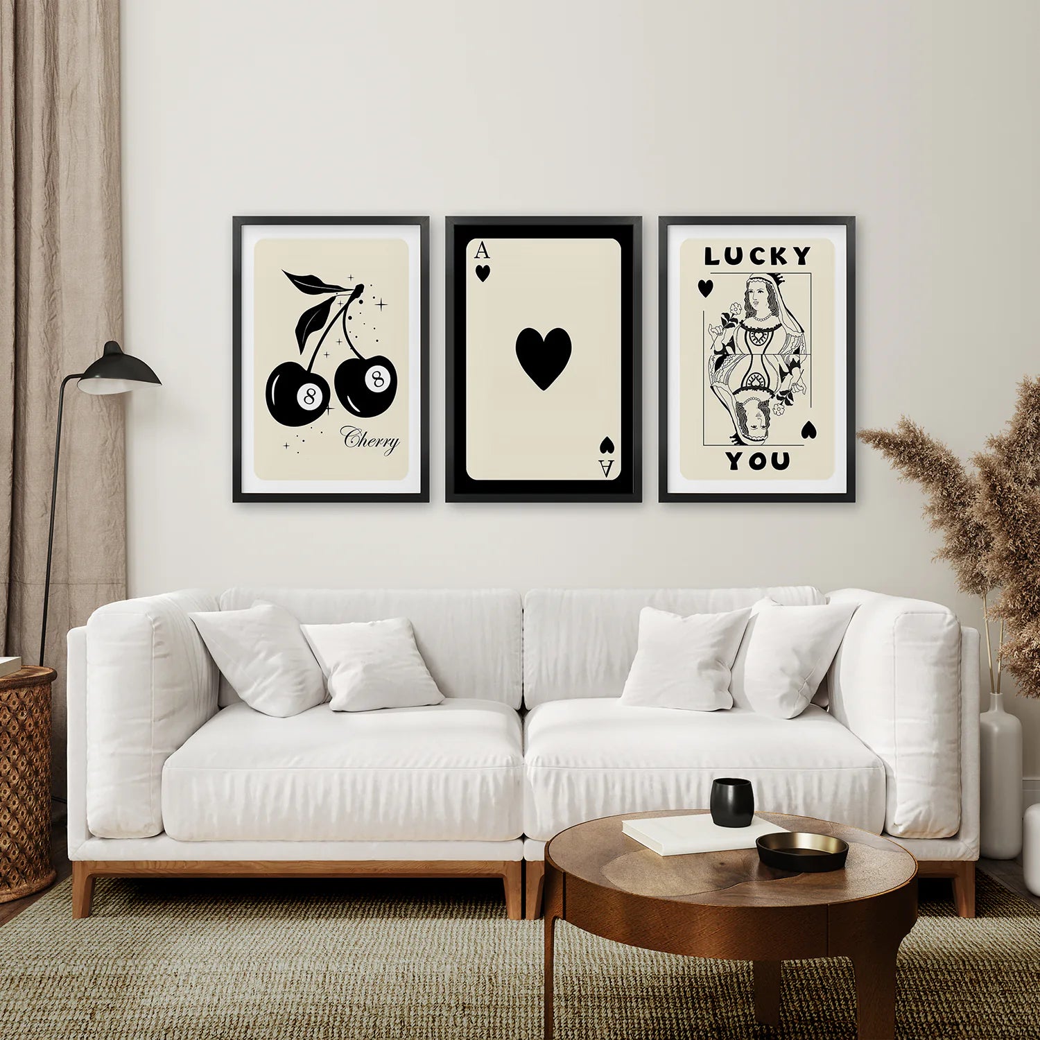 Funky Lucky You Wall Decor. Black Frames for Living Room.