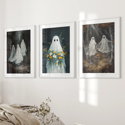 Scary Home Wall Art High Quality Prints. White Frames with Mat for Bedroom.