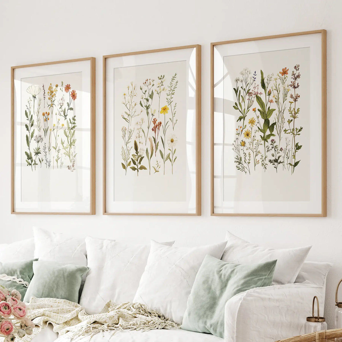 Colorful Wildflower Art Set of 3 | Modern Floral Prints – Wall Art Set