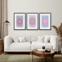 Load image into Gallery viewer, Modern Yoga Wall Art Prints. Black Frames with Mat Over the Coach.
