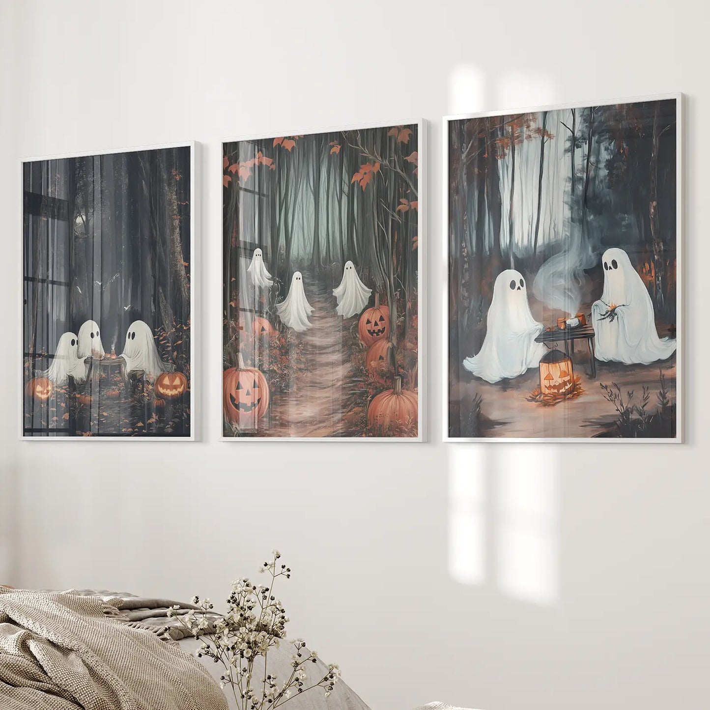 Gothic Autumn Fall Art Home Decor Wall Poster. White Frames for Bedroom.