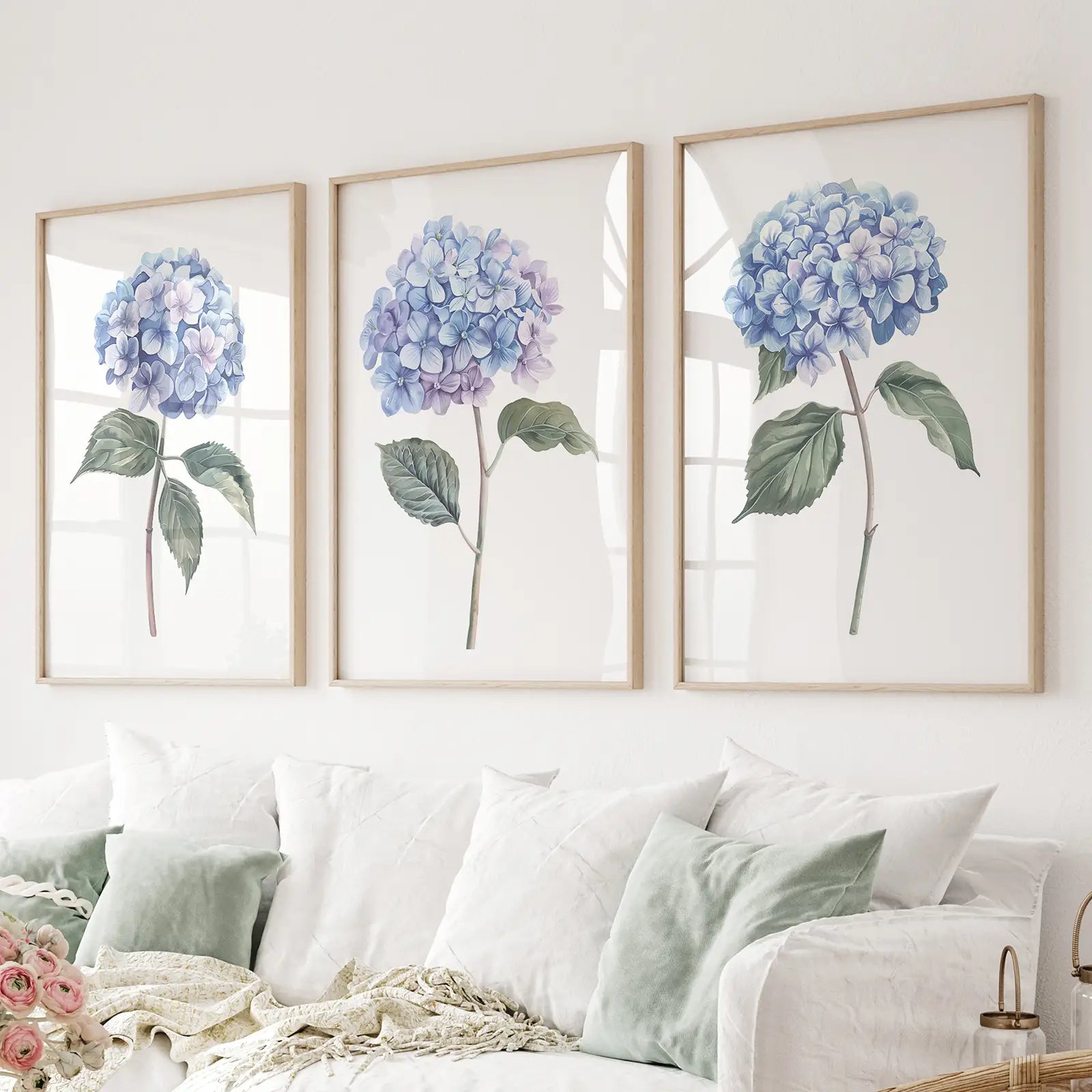 Trendy Summer Wall Decor Poster Set. Thinwood Frames for Living Room.