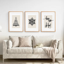 Load image into Gallery viewer, Black Beige Modern Set of 3 Piece. Nordic Decor. Thin Wood Frames with Mat for Living Room.
