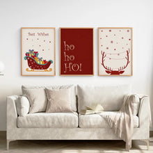 Load image into Gallery viewer, Christmas Trendy Art Poster Set of 3. Thin Wood Frames for Living Room.
