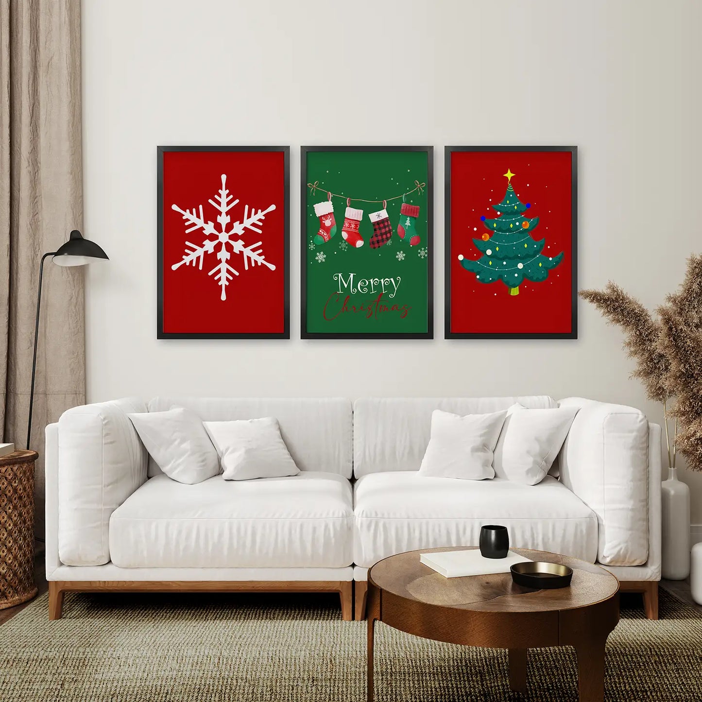 Best Selling Xmas Wall Art Large Prints. Black Frames for Living Room.