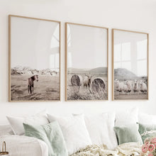Load image into Gallery viewer, Autumn Farmhouse Wall Art Set. Farm Animals on the Field

