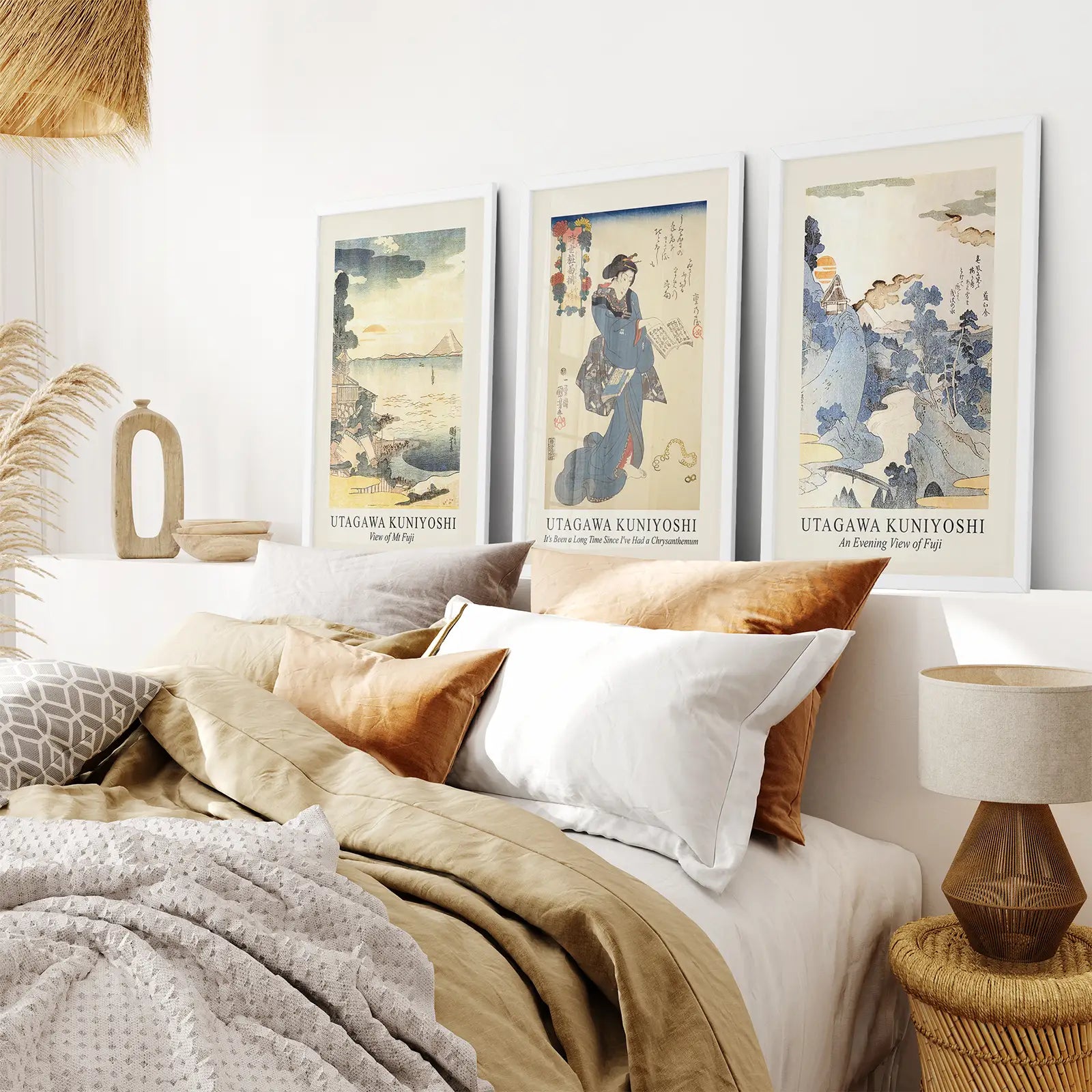 Japanese Home Decor Print Poster. White Frames for Bedroom.