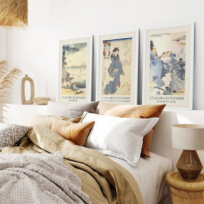 Japanese Home Decor Print Poster. White Frames for Bedroom.