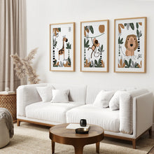 Load image into Gallery viewer, Cute Animals Art Set. Thin Wood Frames with Mat for Living Room.
