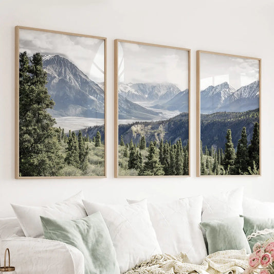 Kluane National Park Wilderness Nature Triptych. Mountains Prints