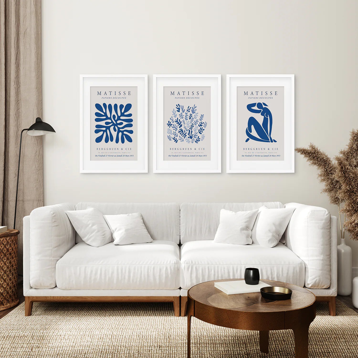 Matisse Artwork for Apartment Decor. White Frames with Mat for Living Room.