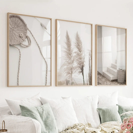 Natural Tones Boho Minimalist Wall Decor. Pampas Grass