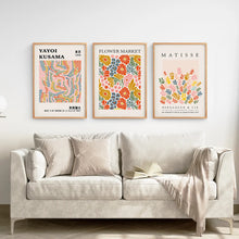 Load image into Gallery viewer, Pink Wall Art Matisse Botanical Set. Thinwood Frames Over the Coach.
