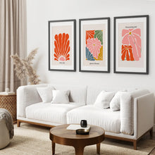 Load image into Gallery viewer, Flower Abstract Decor Gallery Set.Black Frames with Mat Above the Sofa.
