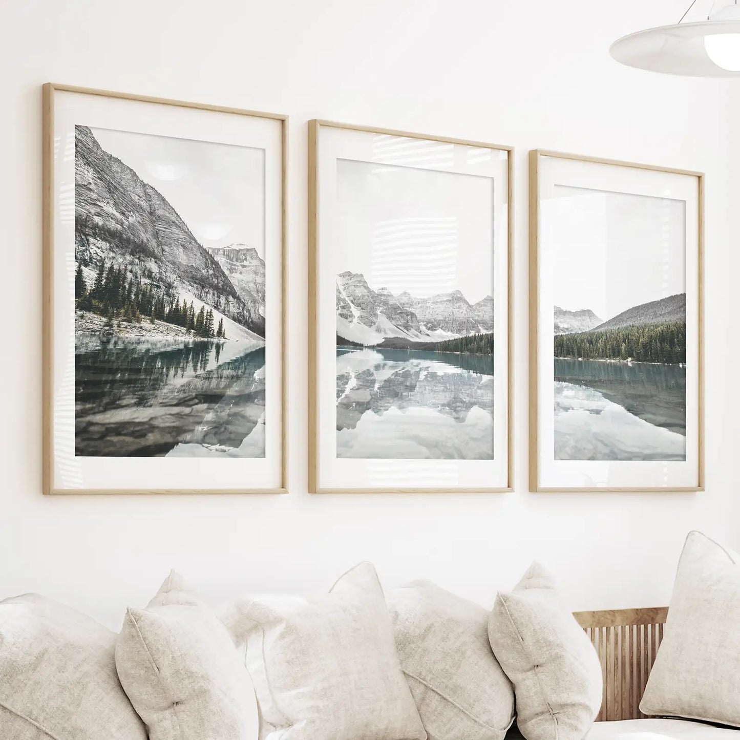 Moraine Lake Nature 3 Piece Wall Art. Nordic Mountain Prints