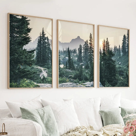 Mountain Forest. USA Wilderness Wall Art Set. Rampart Ridge