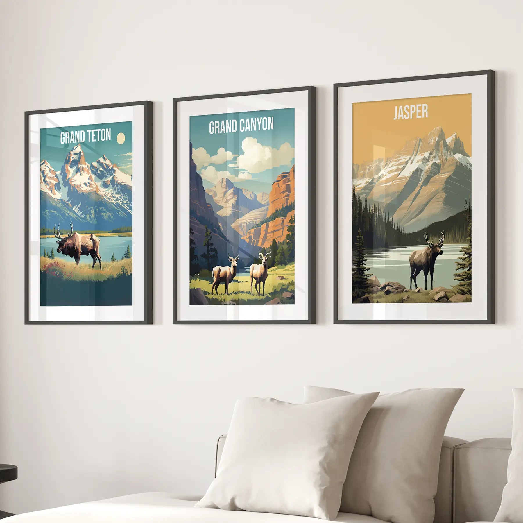 Arizona national park vintage poster. Home decor gift. Black frames with mat for living room.