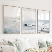 Load image into Gallery viewer, Navy Blue Surfing Wall Art Set of 3 Prints
