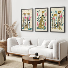 Load image into Gallery viewer, Gifts Under 20 Leopard Poster Wall Art Decor. Black Frames Over the Couch.
