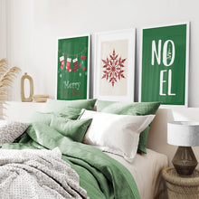 Load image into Gallery viewer, Winter Holiday Snowflake Kids Room Art Posters. White Frames for Bedroom.
