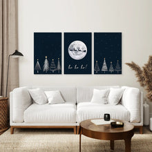 Load image into Gallery viewer, Dark Blue Nordic Art Canvas Home Decor. Stretched Canvas Above the Sofa.
