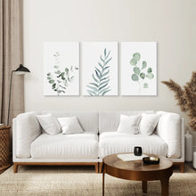 Load image into Gallery viewer, Living Room Canvas Wall Art Eucalyptus Watercolor Decor. Stretched Canvas Above the Sofa.
