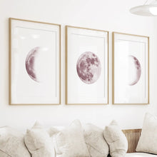 Load image into Gallery viewer, Moon Phases. Pink Wall Art Set for Girl&#39;s Nursery
