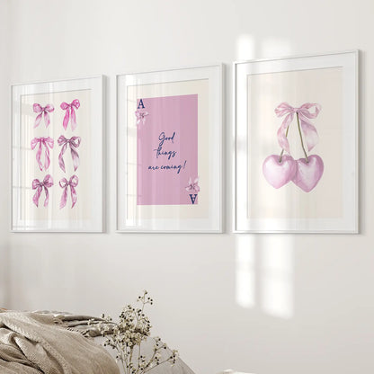 Valentine Home Decor Modern Aesthetic Print Set. White Frames with Mat for Bedroom.