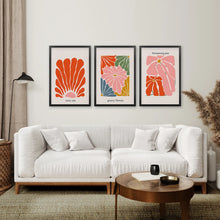 Load image into Gallery viewer, Set of 3 Botanical Wall Art Henri Matisse Poster. Black Frames Over the Coach.
